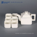 6 persona OEM logotipos Blanco fino cuadrado cerámica fina té chino conjunto